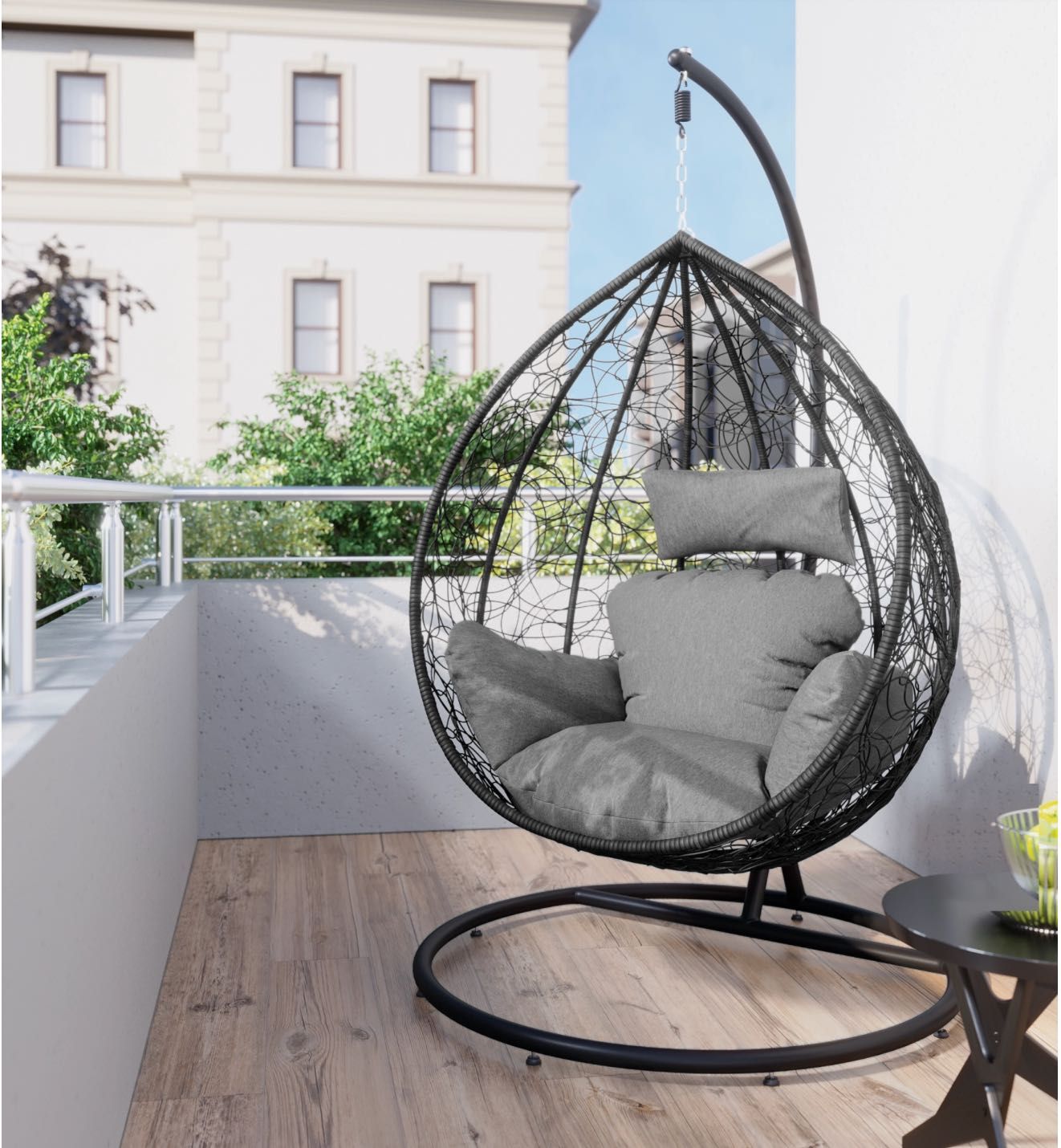 FOTEL OGRODOWY Wiszący KOKON Bujak Rattan Pe Głęboki Kosz PROMOCJA