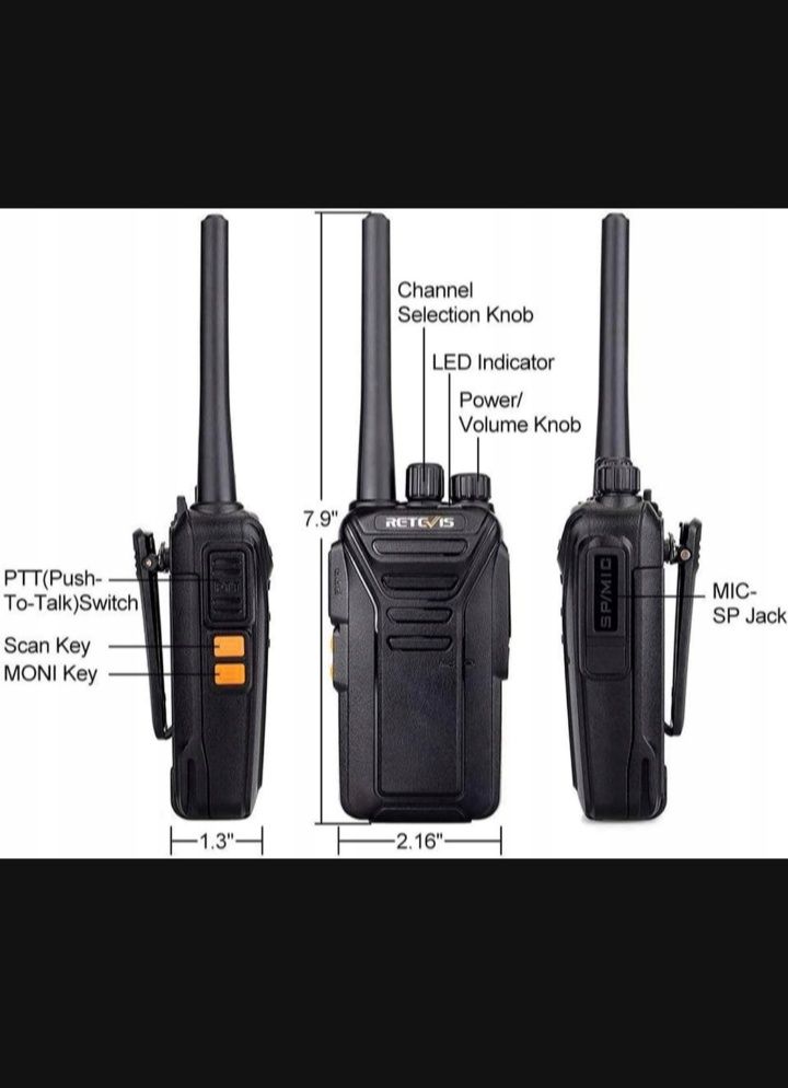 Retevis RT27 krótkofalówka Radiotelefon, 16 Kanałów , PMR446, Ctcss/Dc