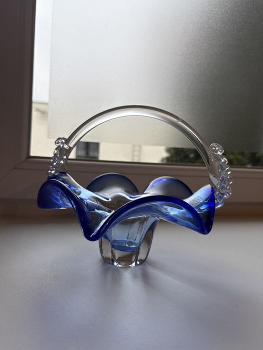 Szklany koszyczek PRL