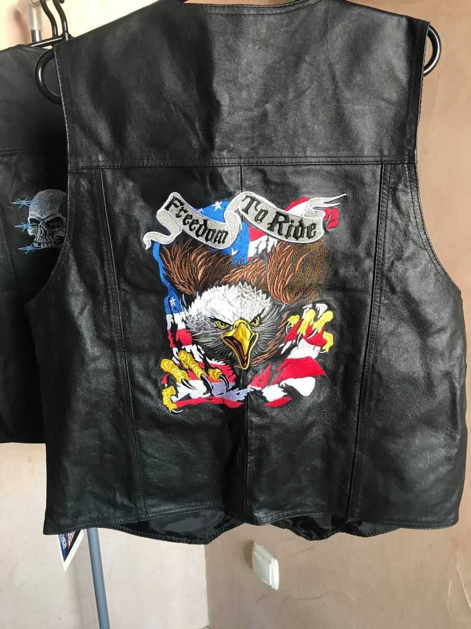 Кожаные байкерские жилетки. Мотоциклетные жилетки. Made in USA.