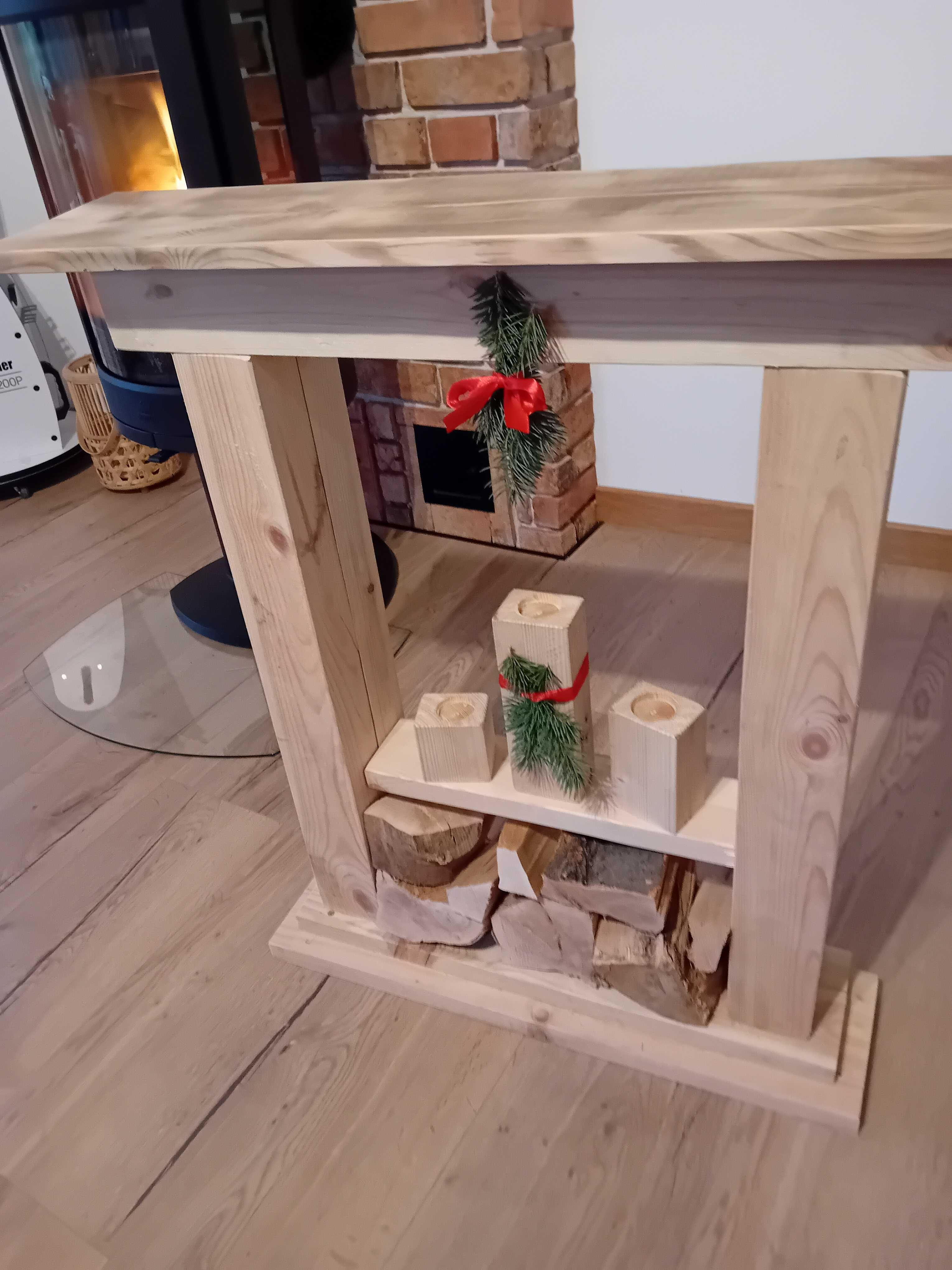 Portal kominkowy w stylu loft, bielony lub naturalny, wysyłka