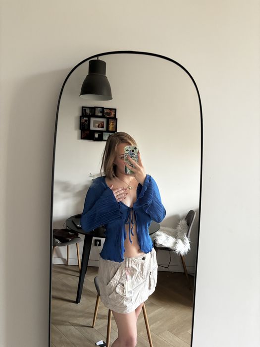 Plisowana bluzka M dekolt coquette vintage retro 90s 00s