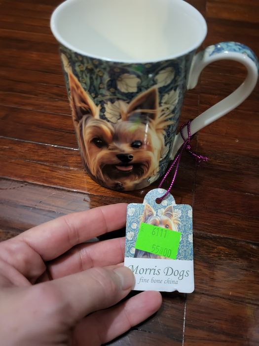 Kubek z psem Yorkiem, nowy z metką, w pudełku