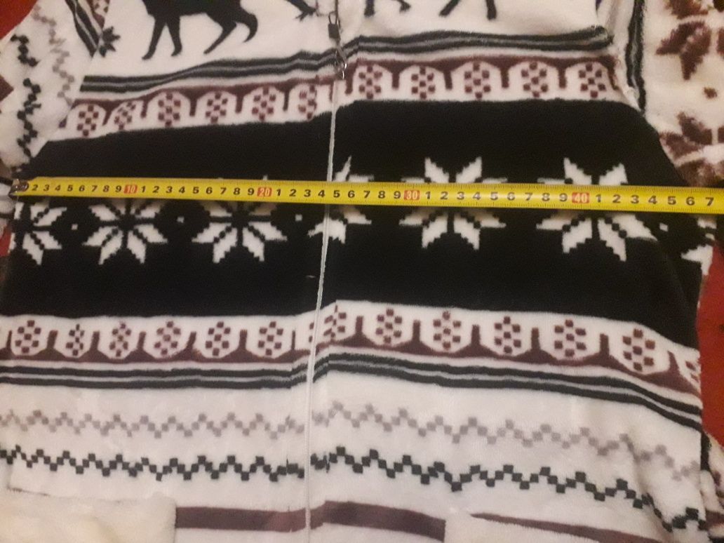 Новогодний/Рождественский халат на змейке с капюшоном и карманами