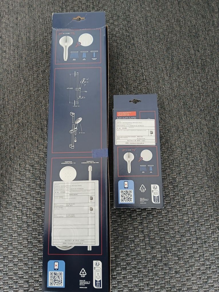 Zestaw prysznicowy Grohe Tempesta 110 + dodatkowa słuchawka Grohe