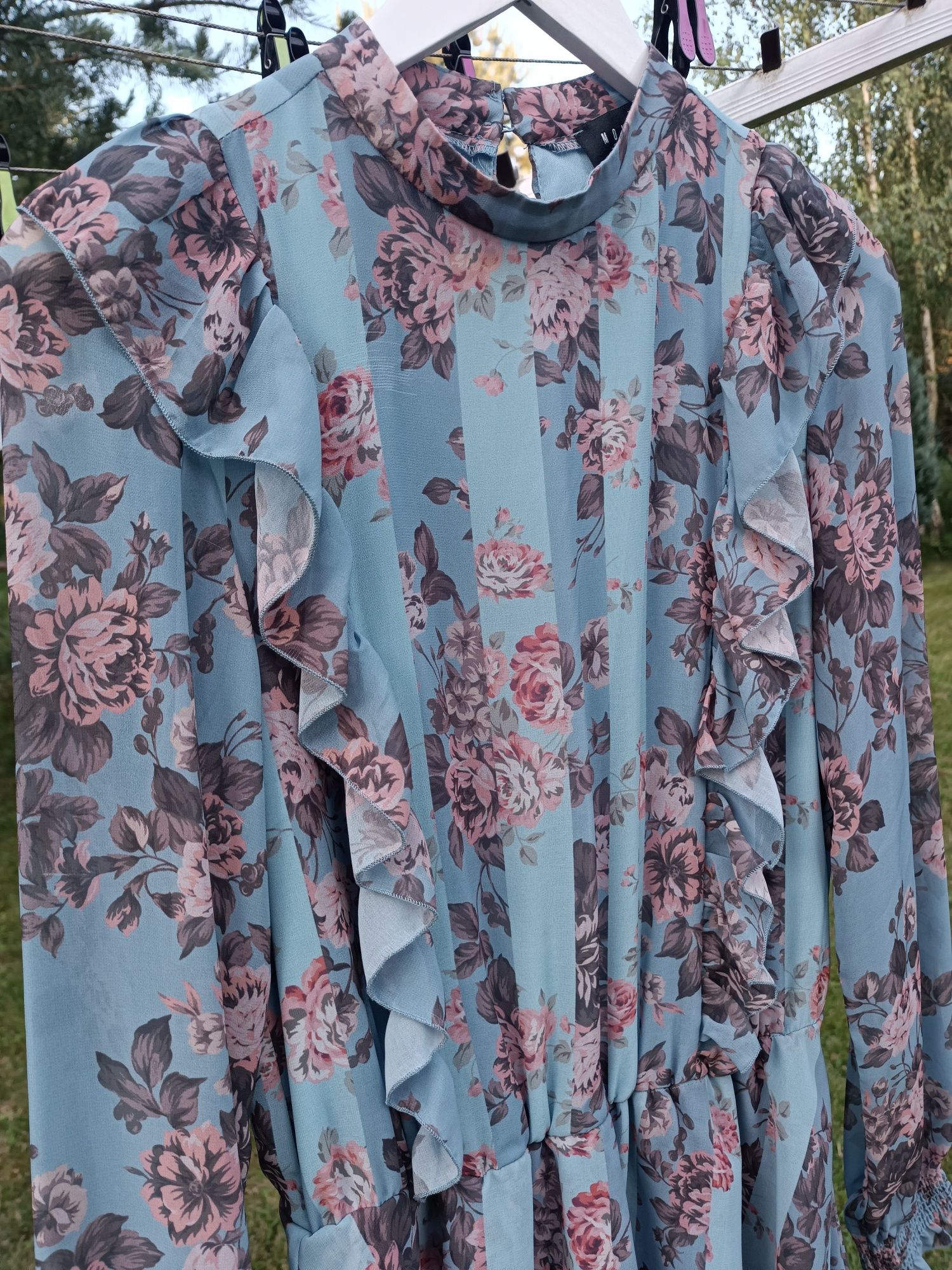Sukienka Mohito 40 L Falbany falbanki romantyczna Boho Hippie lekka
