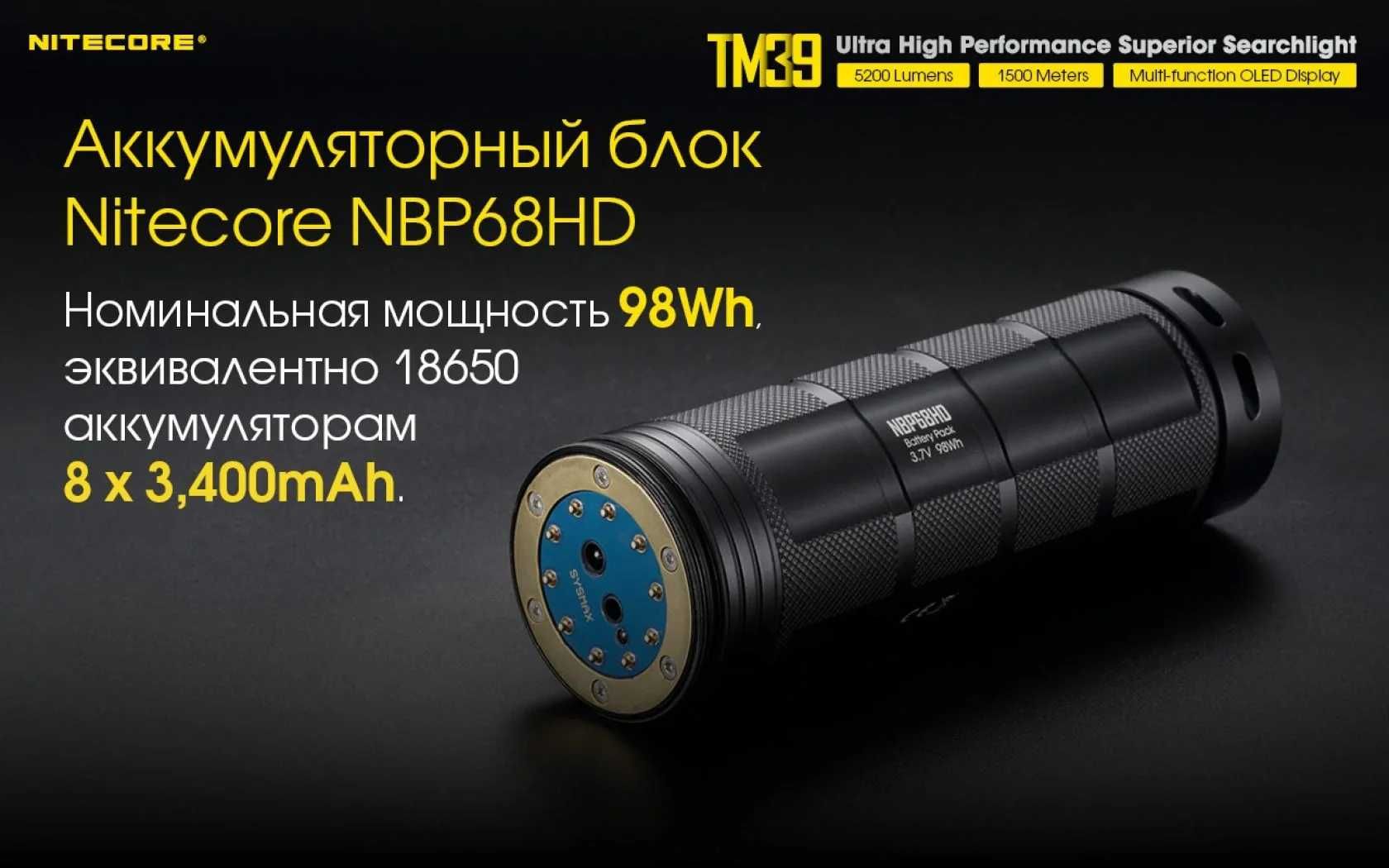 Сверхмощный, дальнобойный поисковый фонарь Nitecore TM39 (1500м)