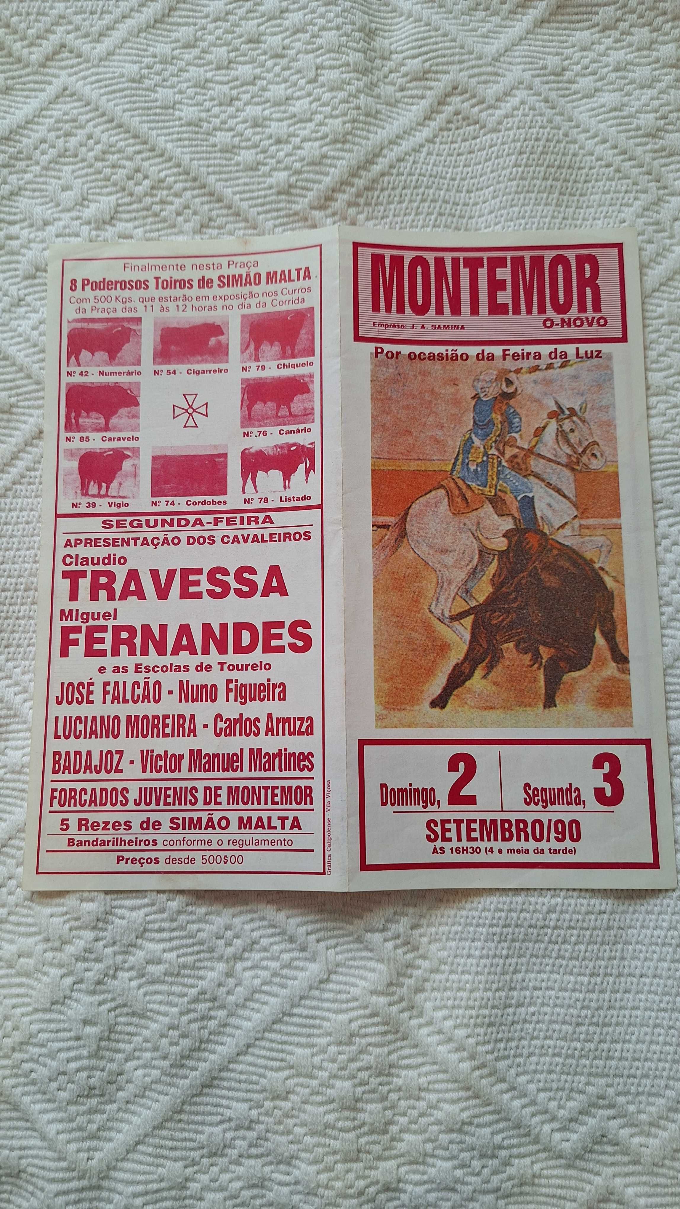 Cartaz panfleto corrida de toiros tourada tauromaquia 1990