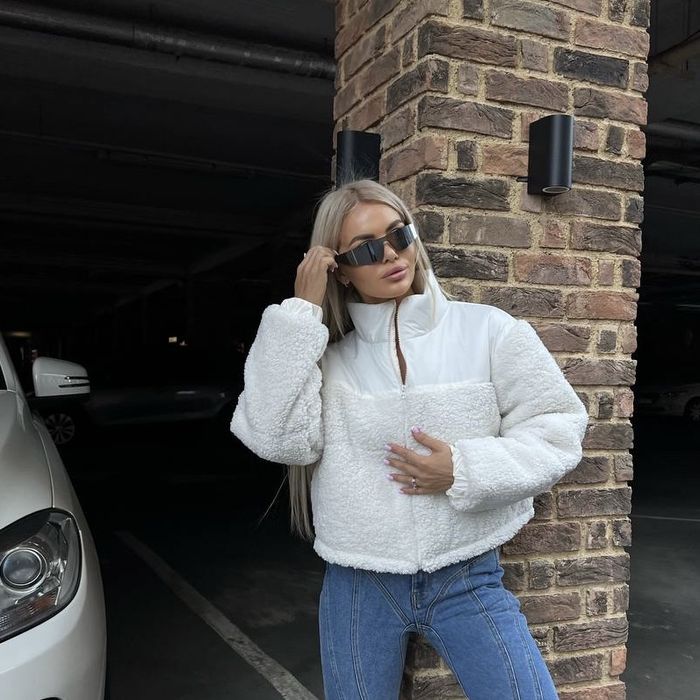 Вкорочена жіноча курточка барашек, баранчик, Тепла зимова курточка