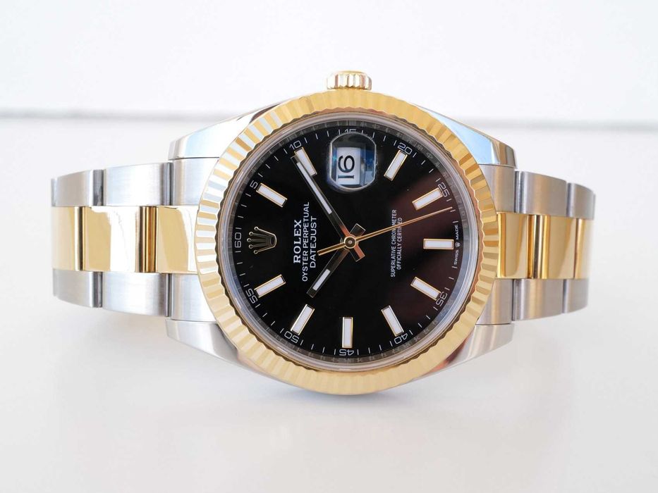 Rolex Datejust 41mm Oyster Steel 18K Yellow Gold Black Dial
