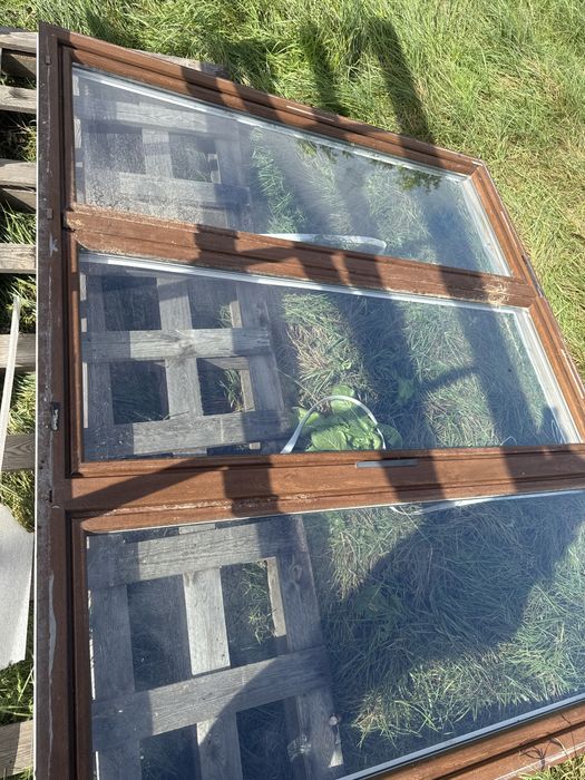 1x okno tarasowe 268x228  orzech biale do ogrodu zimowego ze slupkiem