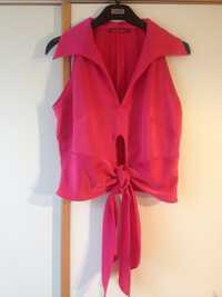 Bluzka różowa  z wiązana szarfą Leo Lazzi - rozmiar S