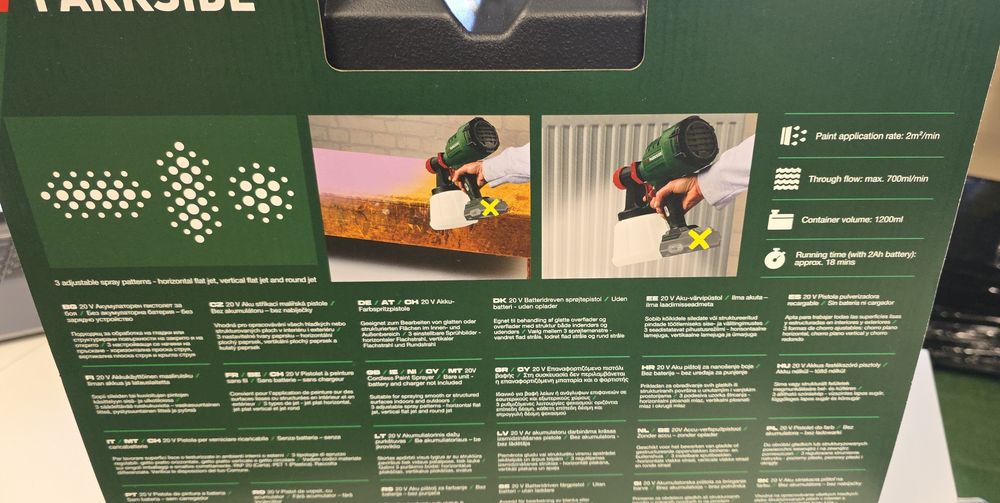 Akumulatorowy pistolet do malowania Parkside PFSA 20-Li B2