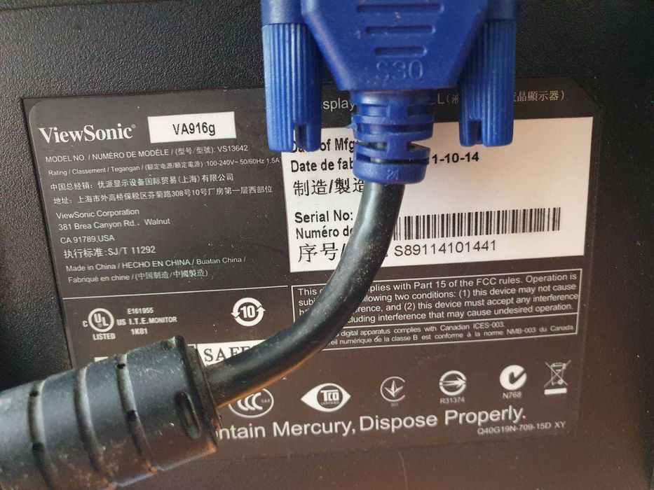 Монітор  Viewsonic 19 дюймів