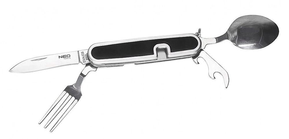 Niezbędnik, Scyzoryk Biwakowy, Turystyczny Sztućce 4W1 Neo 63-182-3