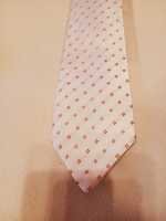 Krawat męski nowy w kolorze białym/ecru z delikatnym wzorkiem