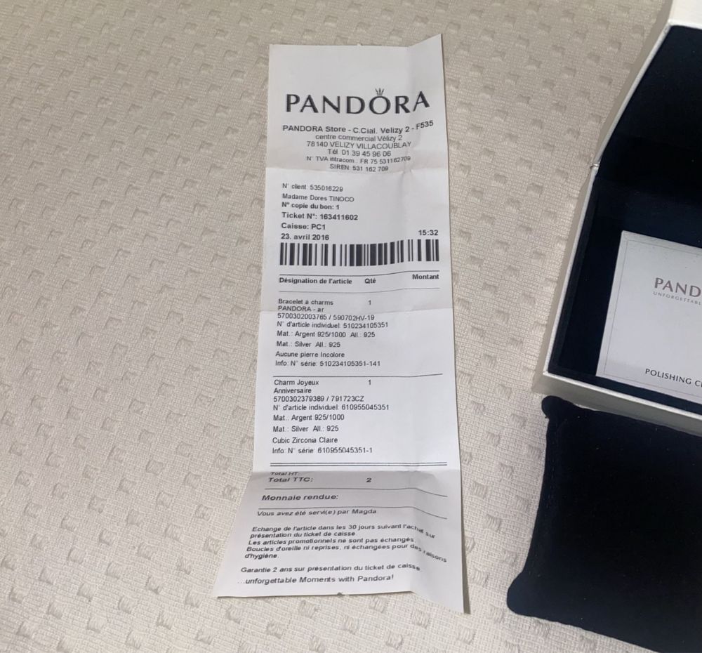 Pulseira com contas PANDORA original, fatura e caixa incl FECHO GOLD