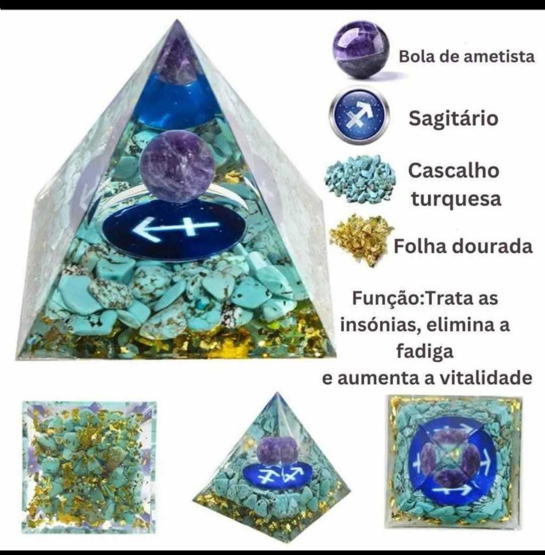 Pirâmide orgonite c/ o símbolo do signo (NOVO)