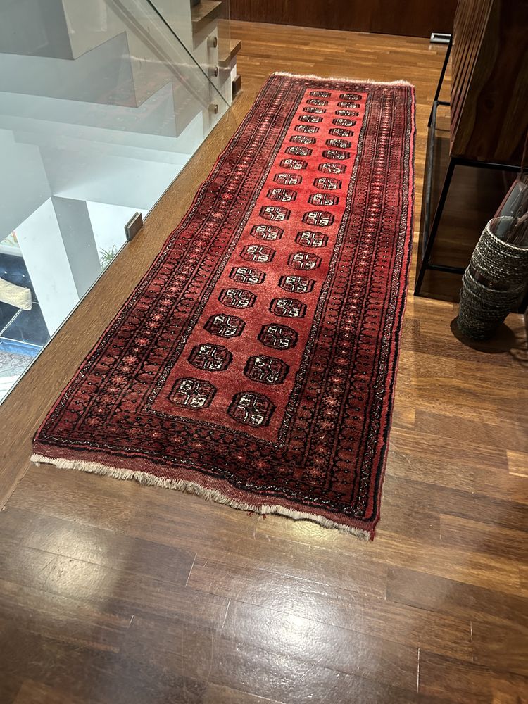 Tapete oriental bukhara em pura lã feito à mao,original, lavado.225x71