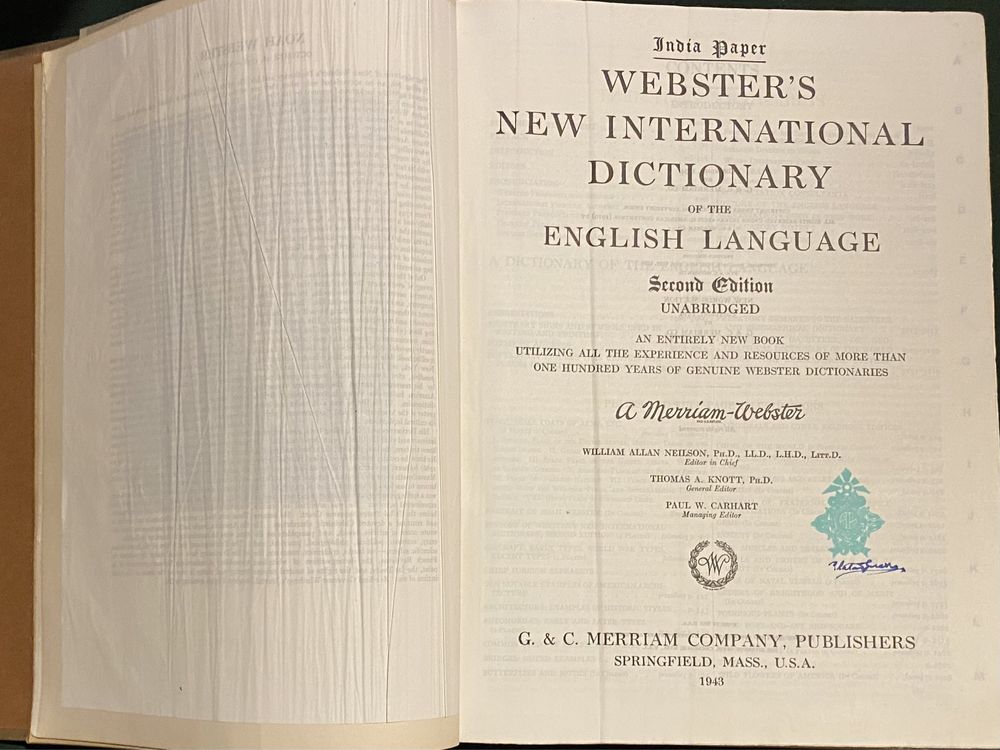 Webster’s New International Dictionary of the English Language