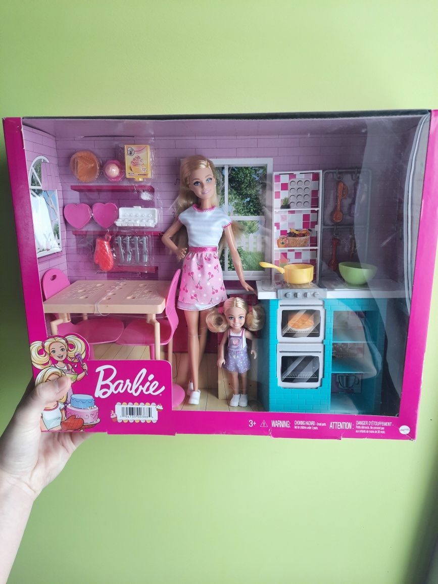Nowe Barbie Zestaw Siostry Wspólne pieczenie kuchnia + lalki HBX03