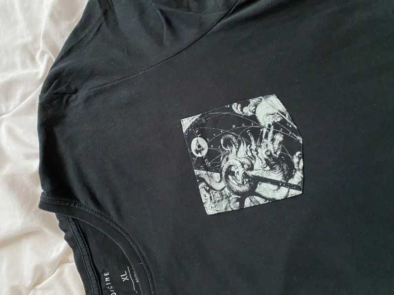 Czarny męski t-shirt z kieszonką wąż smok Medicine XL