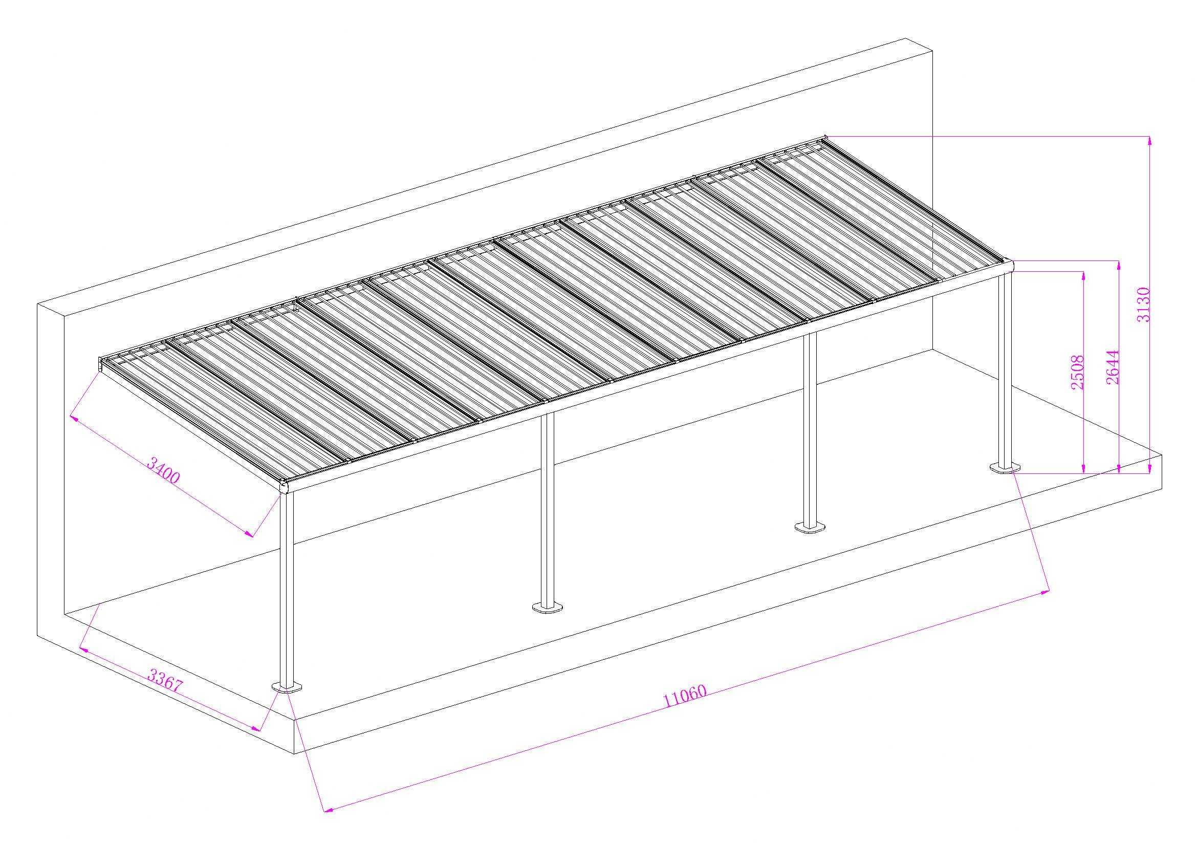 Zadaszenie aluminiowe PRO z dachem poliwęglanowym 350x1106 m