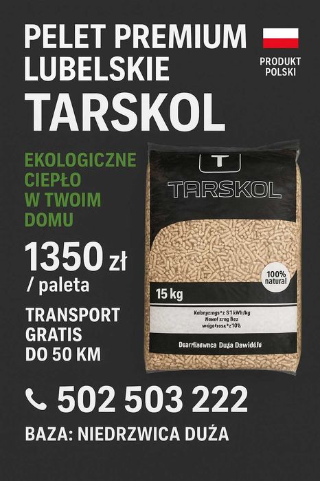 Pellet TARSKOL, Pellet sosnowy PREMIUM Transport GRATIS