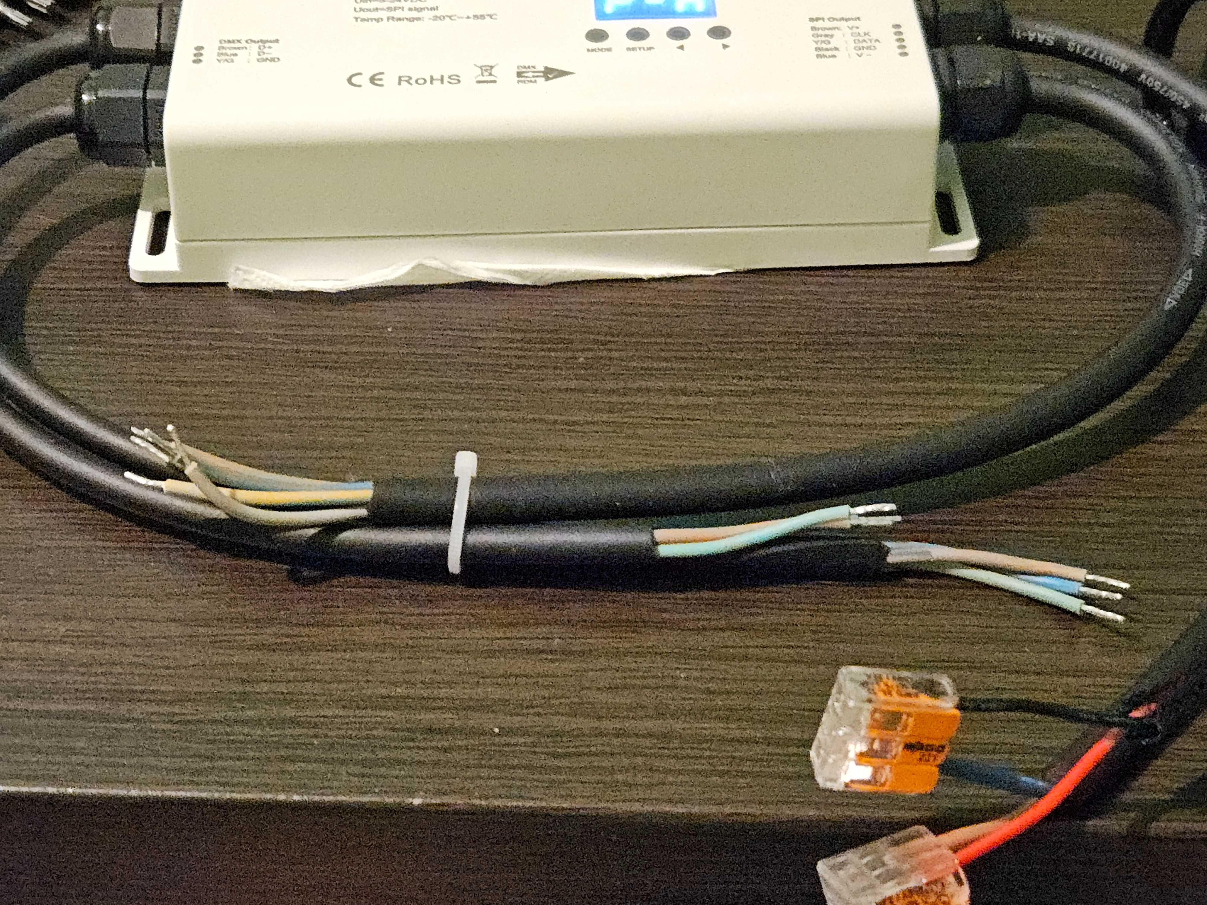 Dekoder SPI DMX512 RGB do taśm cyfrowych LED 10A 5-24V DC IP65 DS-WP