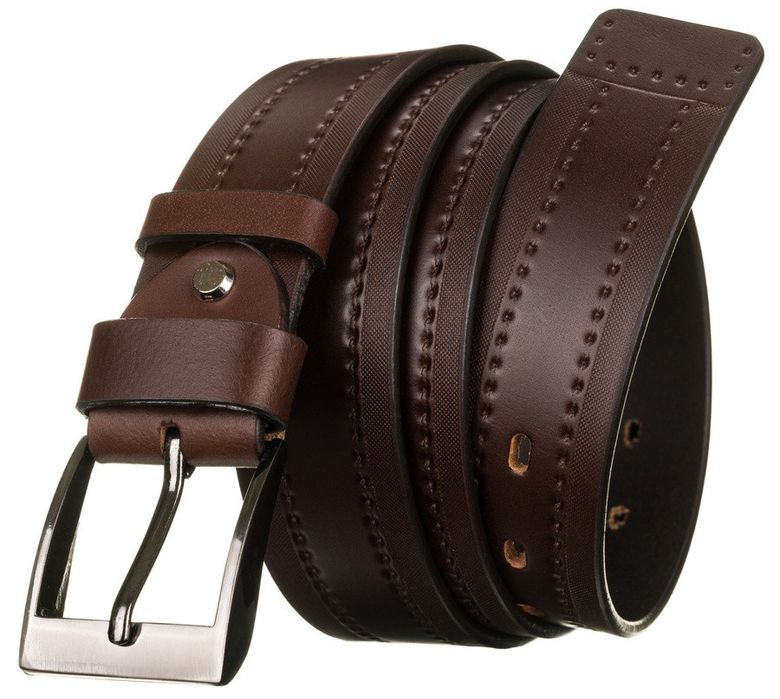 szeroki skórzany pasek męski z ozdobną perforacją - peterson