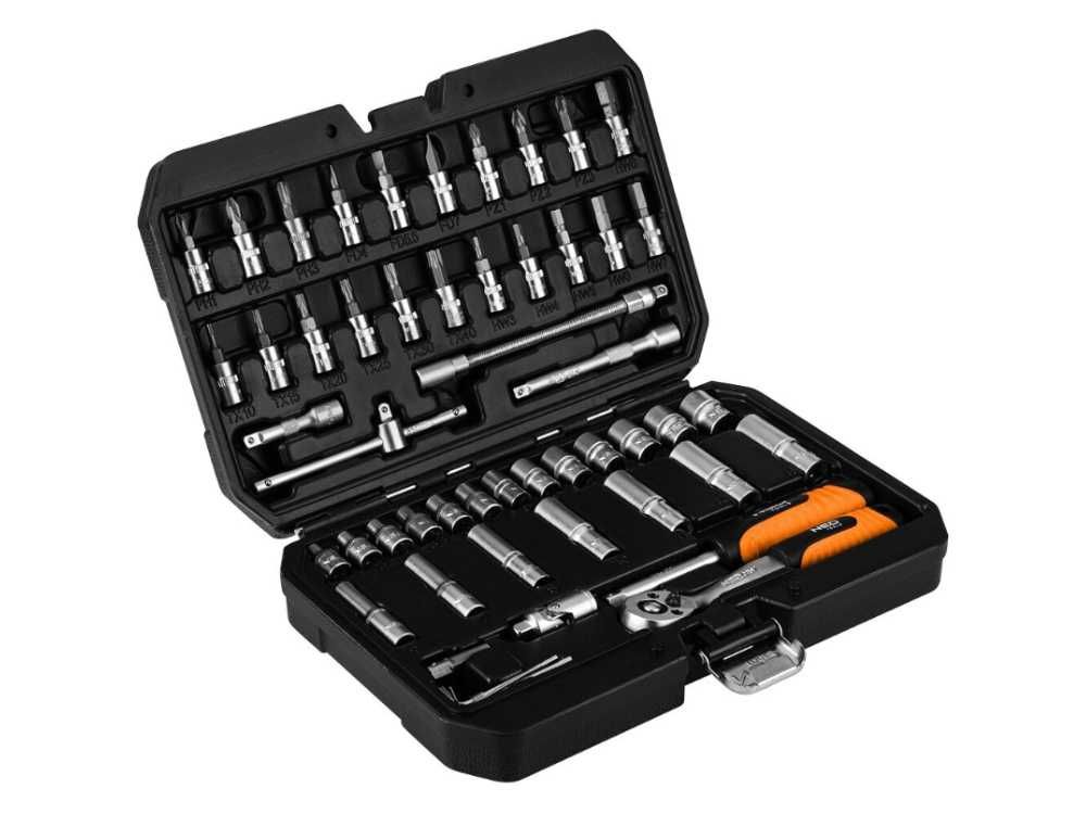 Zestaw Narzędzi Klucze Nasadowe NEO 55 el. 1/4” – Bity TORX + Walizka