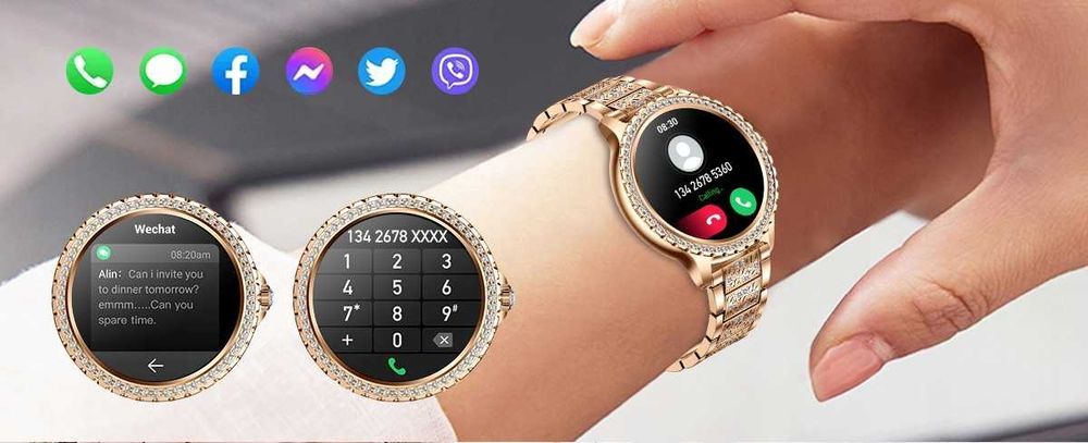 Smartwatch Damski Fitonyo Z Funkcją Telefonu (Srebrny) + 2 Paski