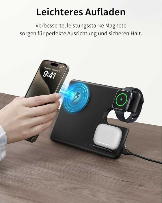 Качественное зарядное устройство JoyGeek с MagSafe, заряд.станция 3в1