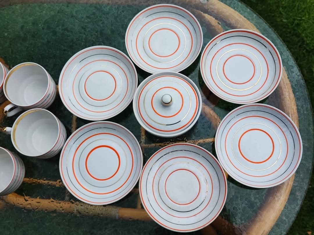 Komplet porcelanowy śniadaniowy ZSRR. Verbilki. Nowe . Vintage.
