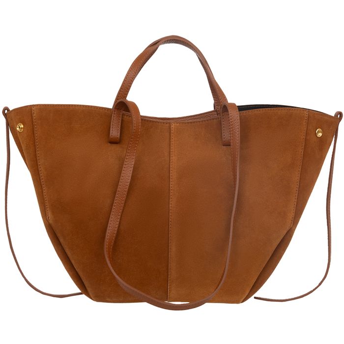 VERA PELLE torebka damska zamszowa shopper duża na ramię V679 camel