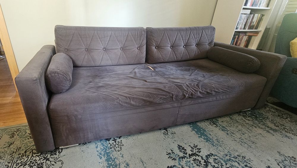 Sofa rozkładana 3 os. welur
