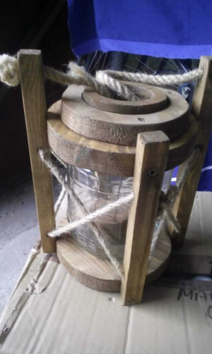 Lampa drewniana handmade duża