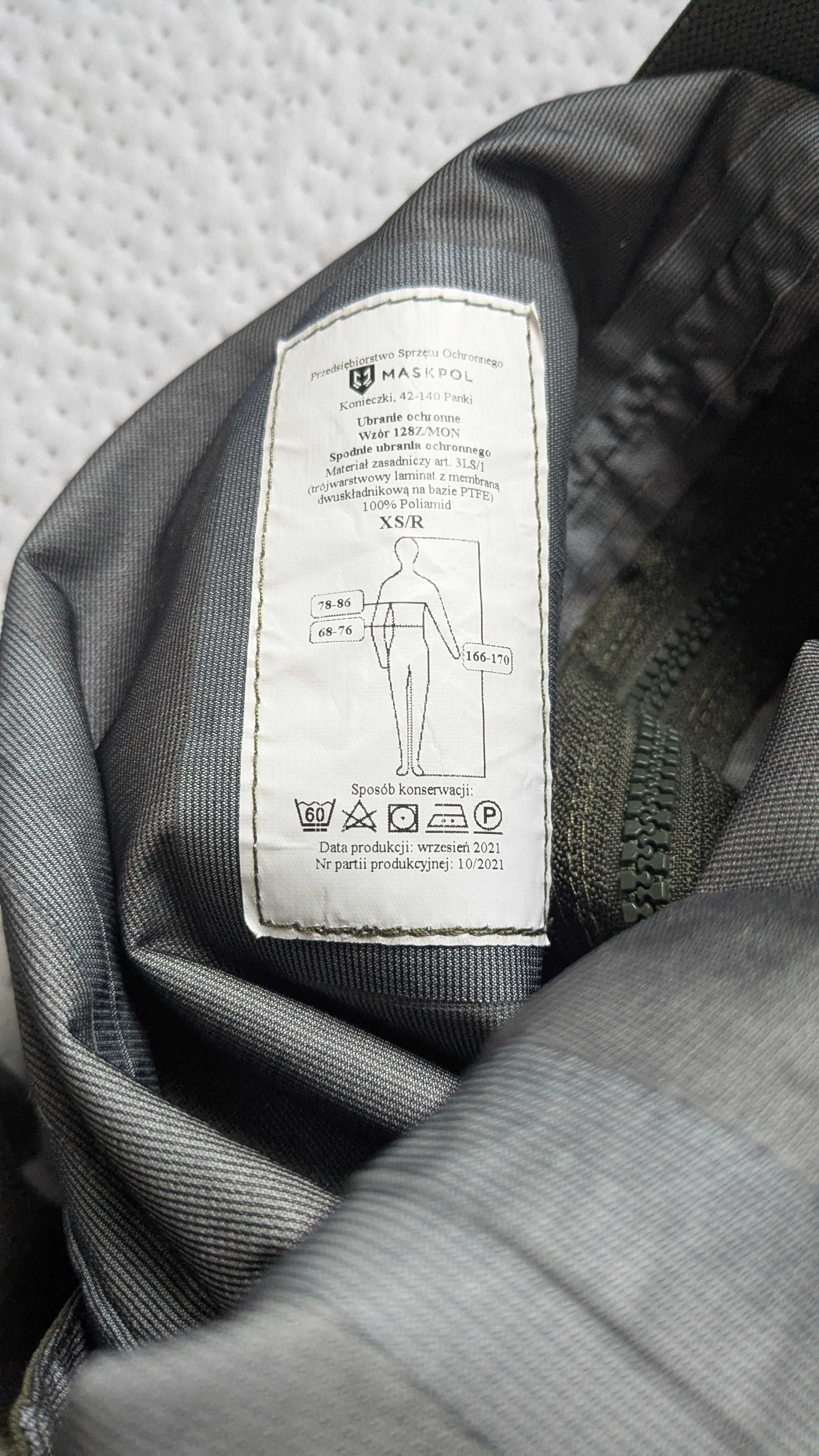 Spodnie MON 128Z "Goratex" z szelkami jak nowe r. XS/R