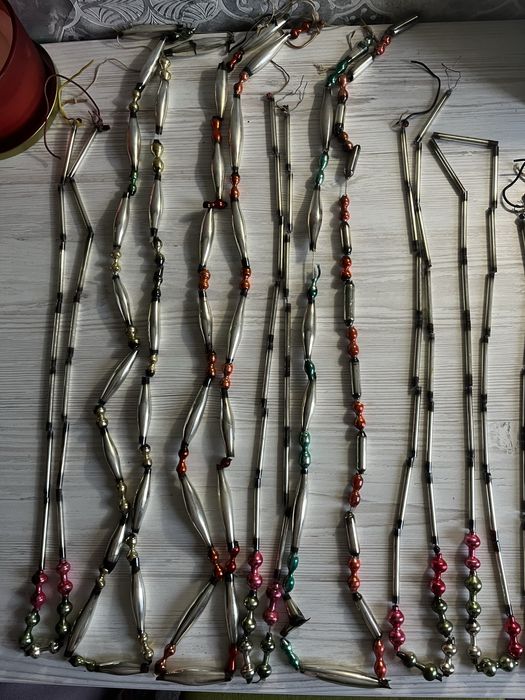 Бусы стеклярус новогоднее украшение. СССР.