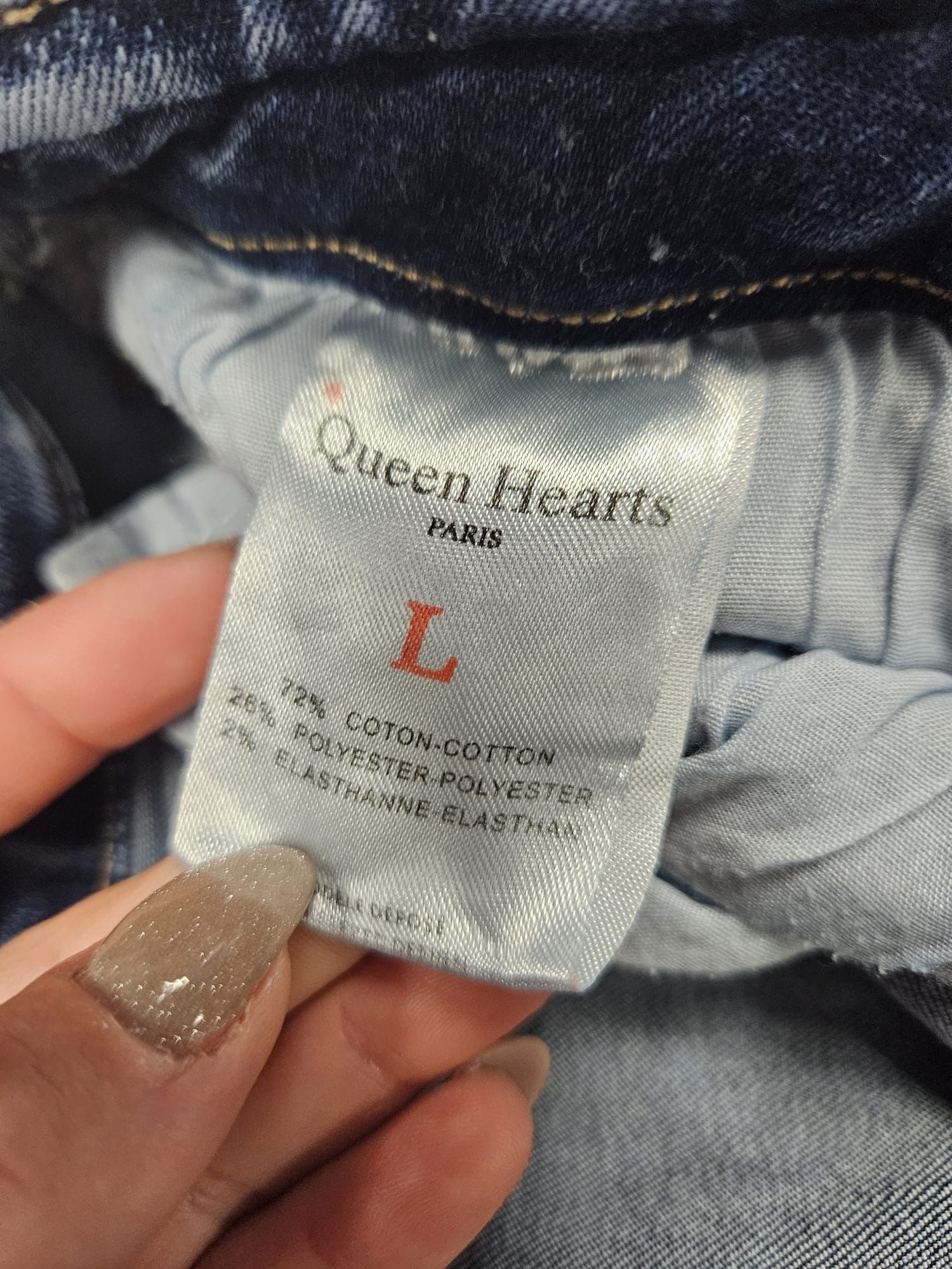 Jeansy z połyskiem Queen Hearts rozm L spodnie jeansowe damskie