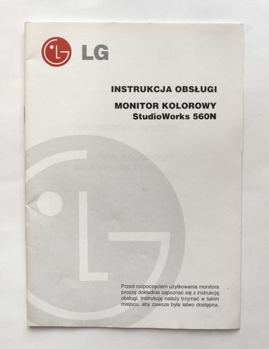 Instrukcja Obsługi do Monitor kolorowy LG StudioWorks 560N
