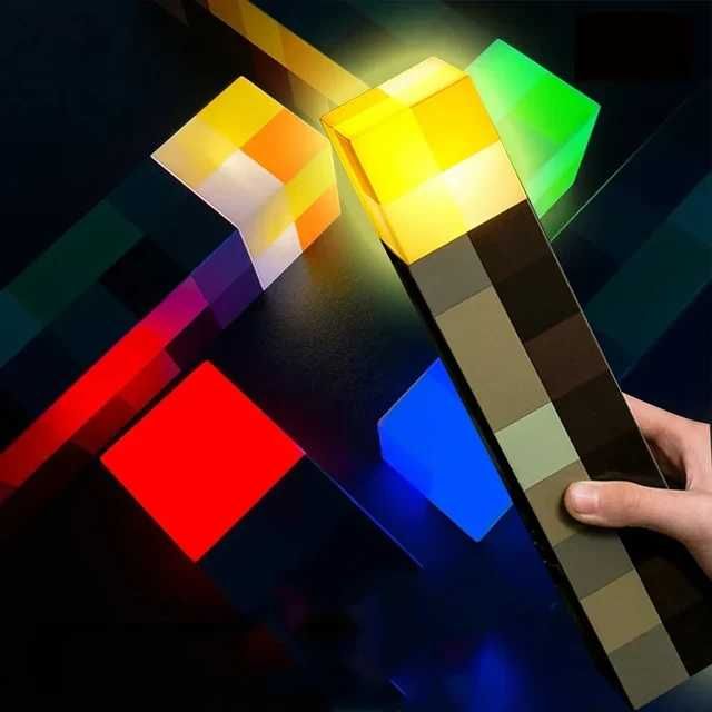 NOWA - Lampa MINECRAFT Pochodnia na ścianę - lampka nocna dla dzieci