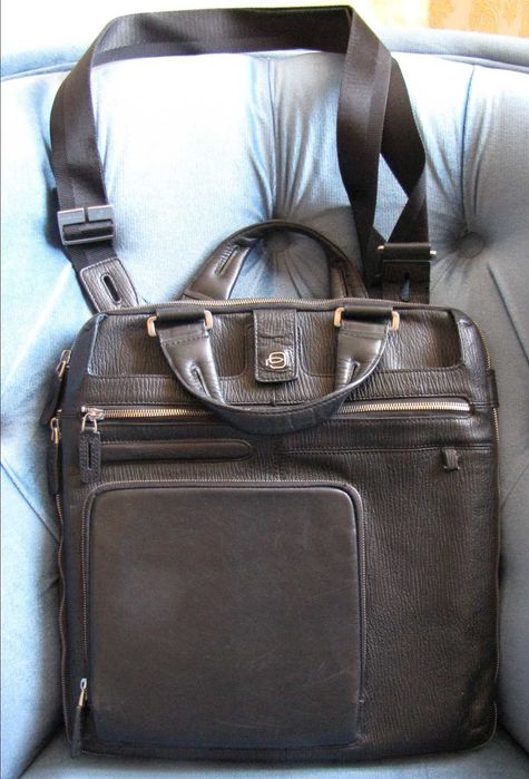 Итальянский деловой портфель Picuadro. Натуральная кожа. Черный