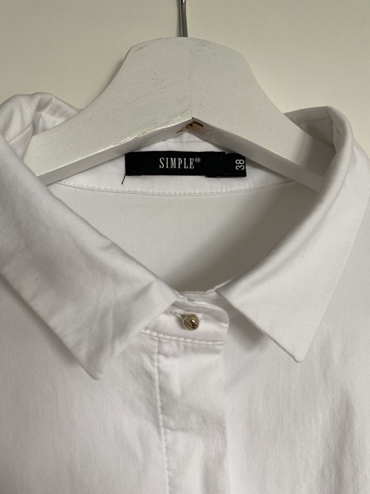 Biała bawełniana koszula z krótkim rękawem SIMPLE 38