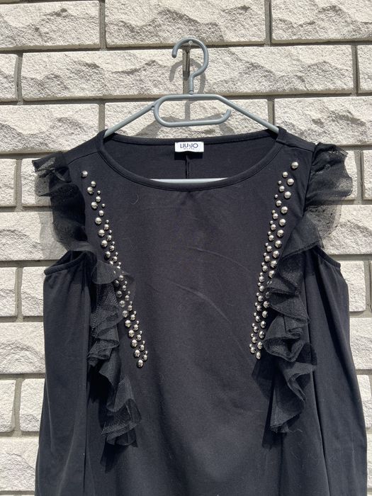 Czarna sukienka z długim rękawem i wycięciami,  Liu•Jo Milano rozm. M