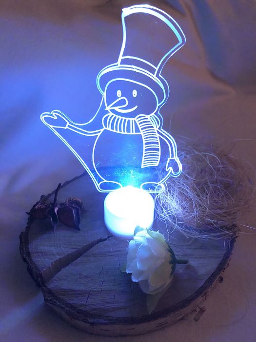 Mini Lampka LED świąteczna/migająca, Bałwanek