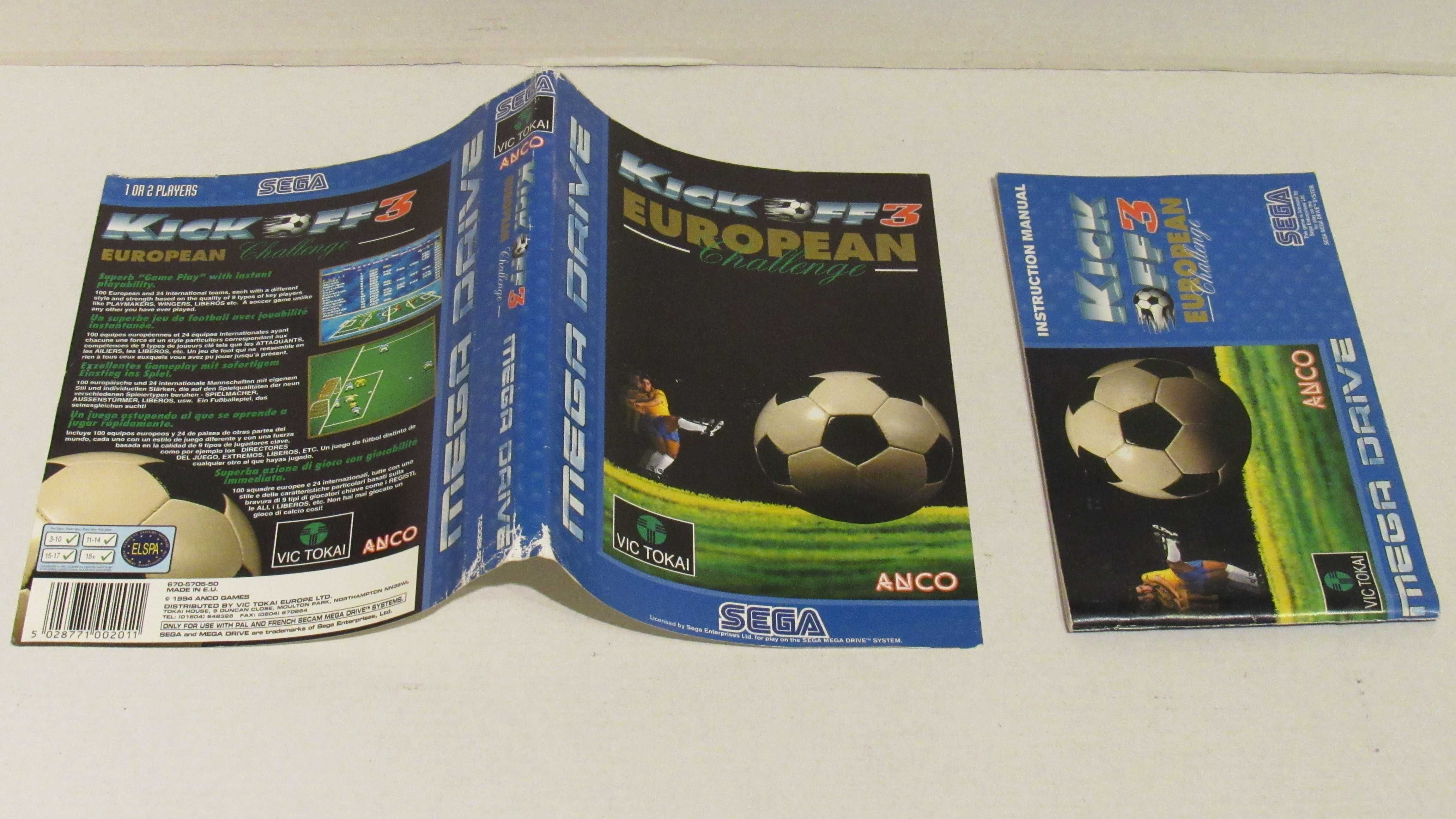 Capa e manual do jogo Kick Off 3 European Challenge Mega Drive