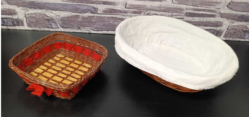 Bricolage 2 Cestos Rústicos,  verga, 1  com forro de linho, removível