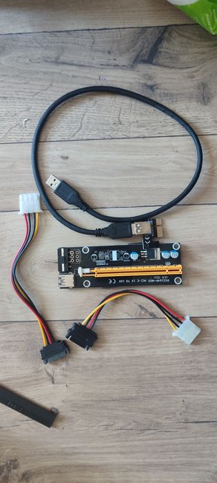 Адаптер-райзер Dynamode PCI-E x1 to 16x, 60 см USB 3.0 Cable SATA to 4