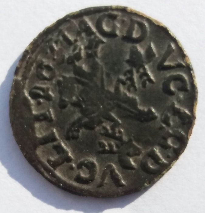 oML, stara moneta RR unikat szeląg Jan Kazimierz 1665/1666 Kowno Jeleń